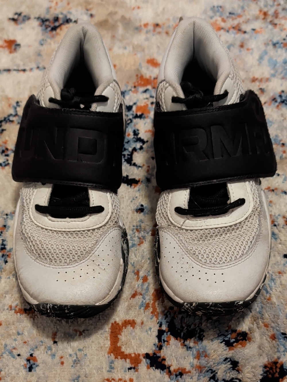 Under Armour Kids White and Black Velcro Strap Sneakers
